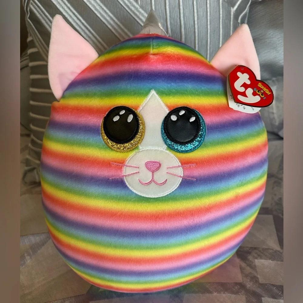 Ty Squish-a-Boo Plush - “Heather” a Multicolor Striped Cat Plush